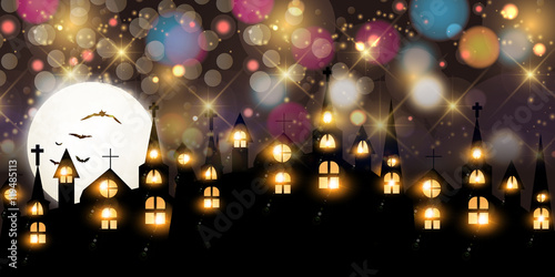 ハロウィン　城　教会　背景