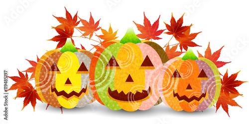 ハロウィン　かぼちゃ　紅葉　背景