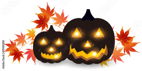 ハロウィン　かぼちゃ　紅葉　アイコン