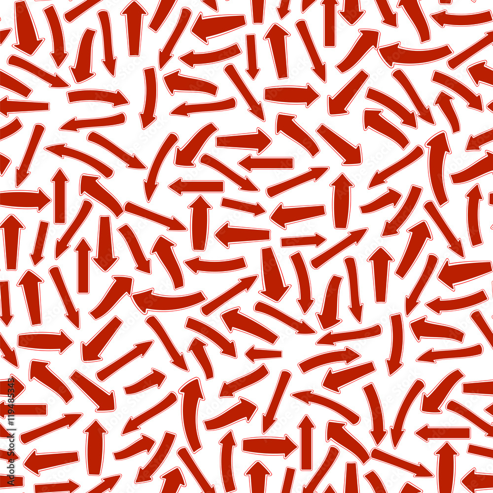 Different Red Arrows Seamless Pattern on White Different Red Arrows Seamless Pattern on White