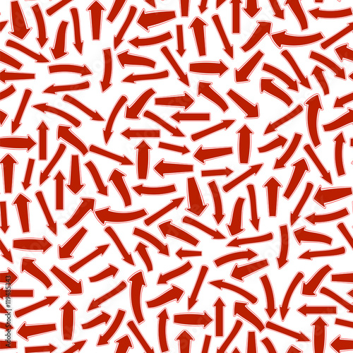 Different Red Arrows Seamless Pattern on White