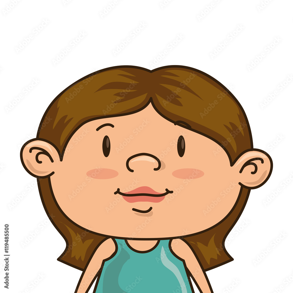 girl smiling happy child kid face cartoon vector illustration