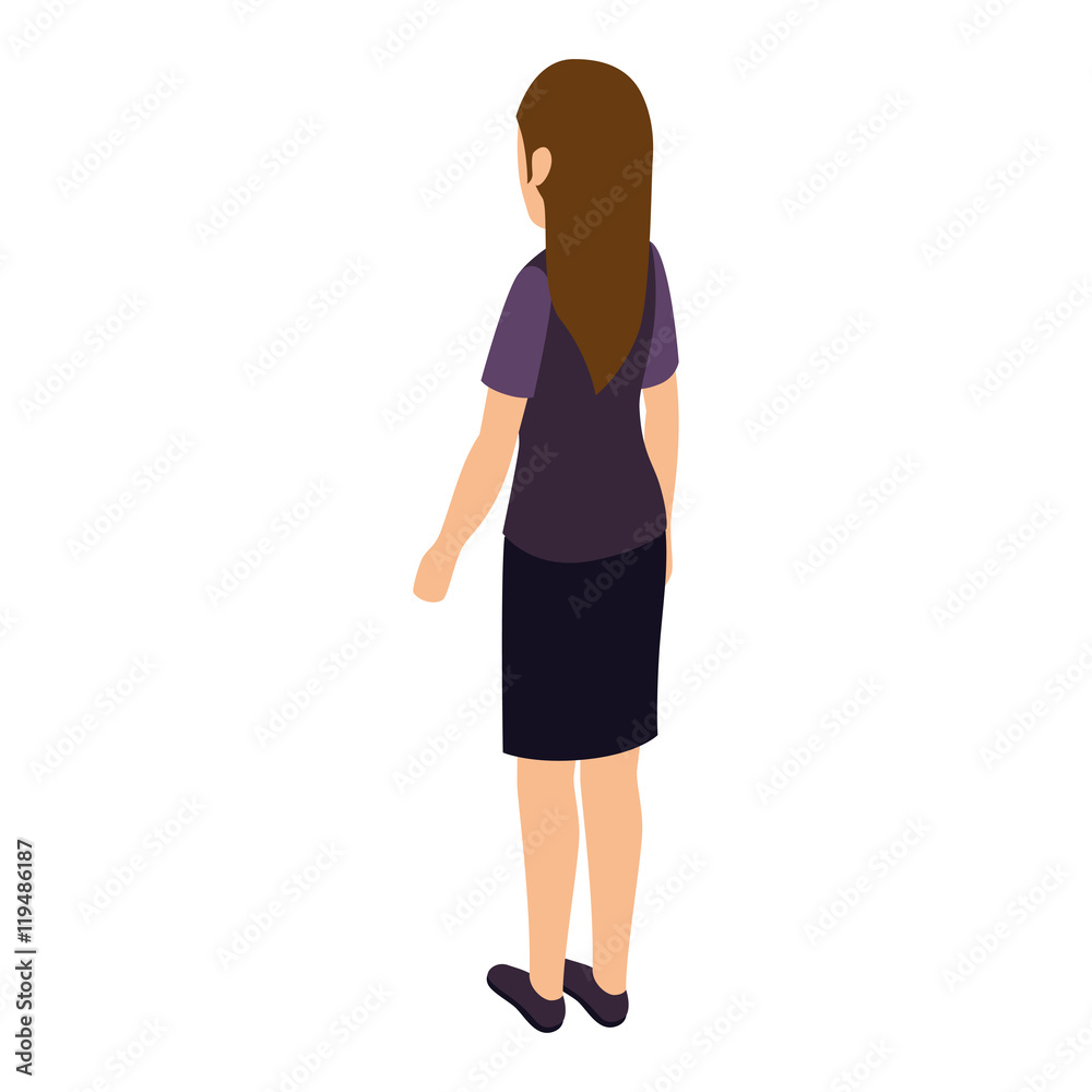 avatar woman back standing female person wearing casual clothes cartoon vector illustration avatar woman back standing female person wearing casual clothes cartoon vector illustration