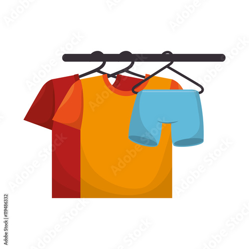clothes laundry  red t shirt cotton hanging wash vector illustration