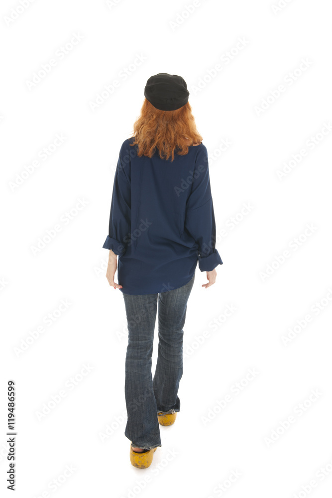 Dutch female farmer walking away Dutch female farmer walking away