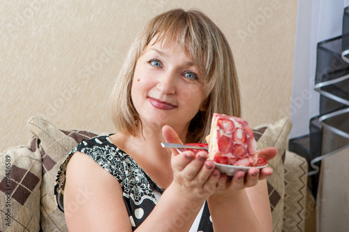 Adult woman with cake