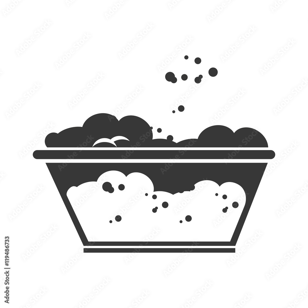 hand wash basket laundry water foam clothes housework service vector illustration hand wash basket laundry water foam clothes housework service vector illustration