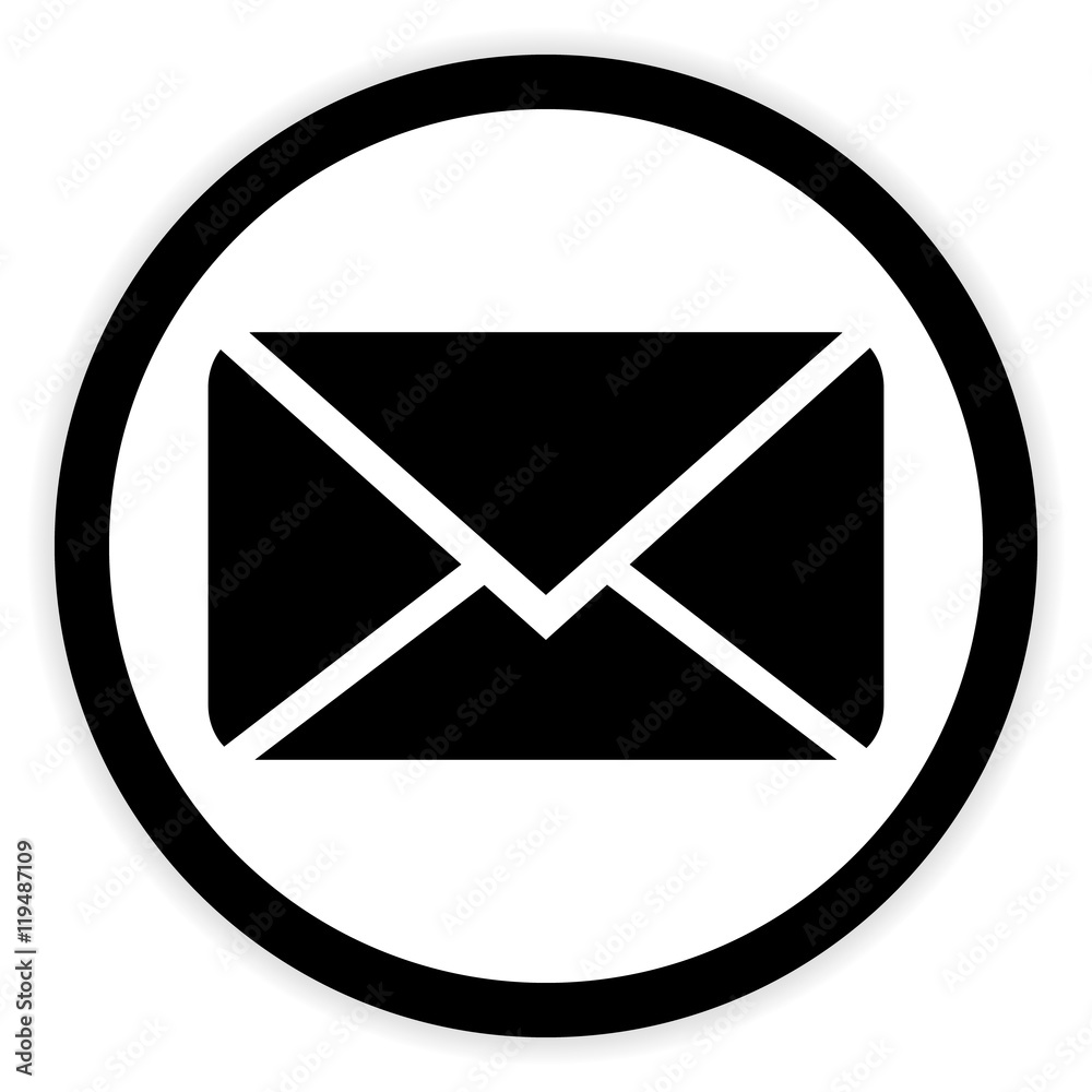 Mail button on white background. Vector illustration.
