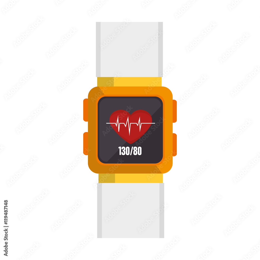 smart watch monitoring cardio fitness lifestyle  health gadget technology vector illustration