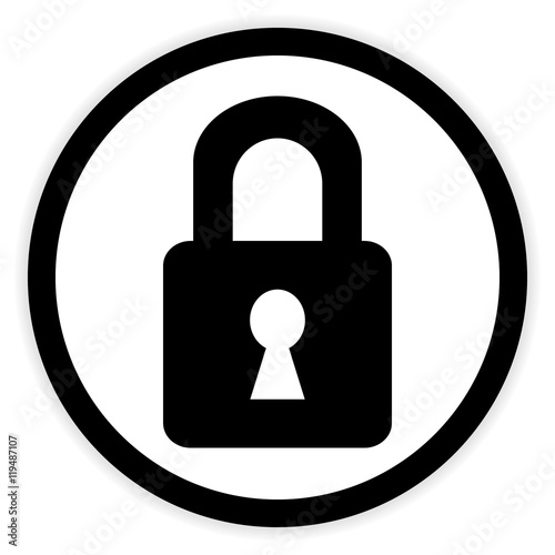 Lock button on white.