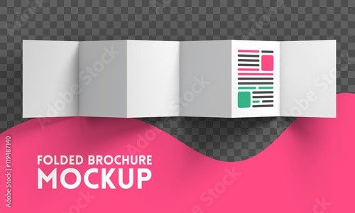 Magazine, booklet, postcard, flyer, trifold or brochure mockup template. Good for business presentations and advertisements. Mockup on transparent background. Vector Illustration.