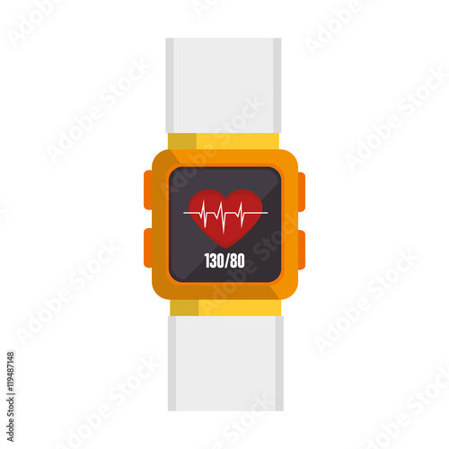 smart watch monitoring cardio fitness lifestyle health gadget technology vector illustration