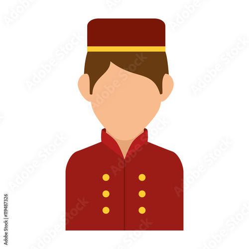 avatar bellboy bellman hotel professional job cartoon uniform hat vector illustration