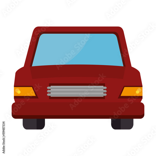 red car automobile vehicle transport auto front view vector illustration