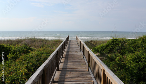 Atlantic Ocean view over a boardwalk © John Wijsman