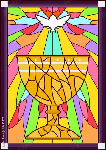 Stained Glass Chalice Dove