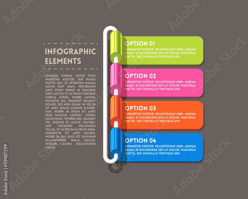 Rolled infographics options banner. Flat vector illustration.