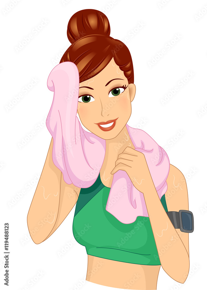 Girl Workout Towel Fitness Tracker