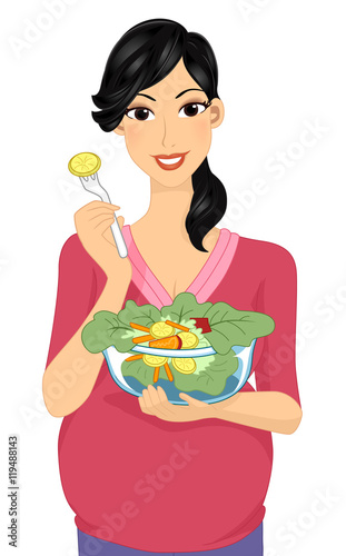Girl Pregnant Vegetable Salad
