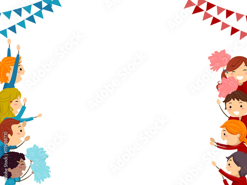 Stickman Kids Blue Red Team Border