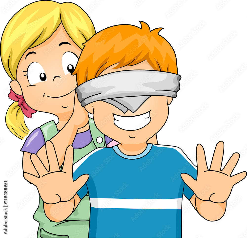 Kids Girl Blindfold Boy Game Stock Vector | Adobe Stock