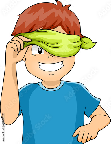 Kid Boy Blindfold Peek