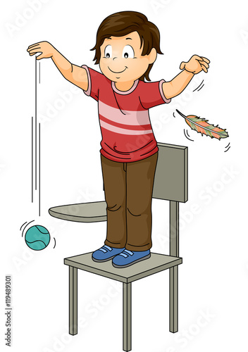 Kid Hold Feather Ball Drop Physics