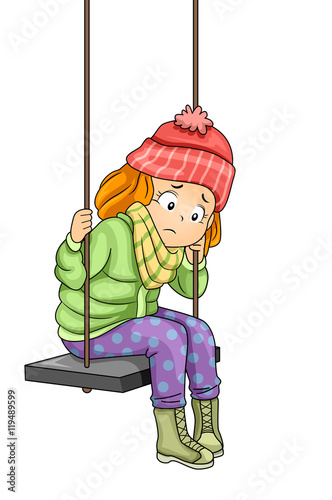 Kid Girl Sad Swing