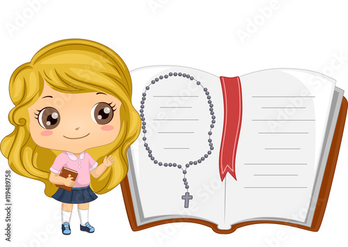 Kid Girl Bible Open Book