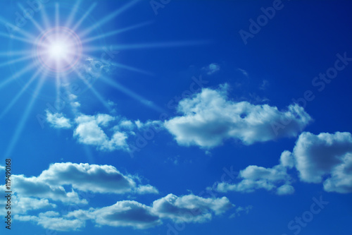 Blue sky and sun background