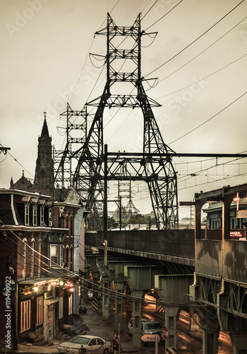Manayunk Philadelphia Pennsylvania, view of city at twilight photo