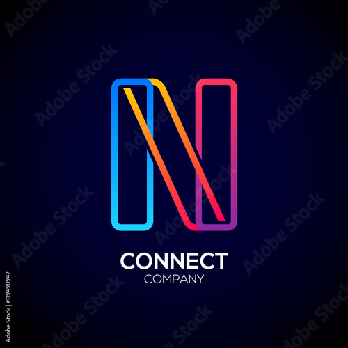 Letter N Logo Design.Linked shape square symbol,Digital