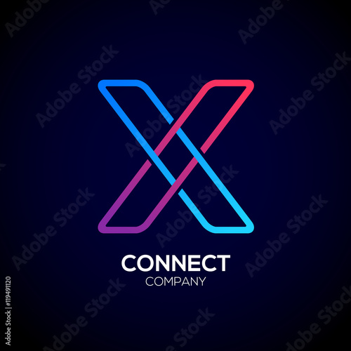 Letter X Logo Design.Linked shape square symbol,Digital