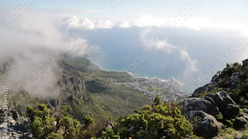 in south africa cape town city skyline from table mountain sky ocean and house