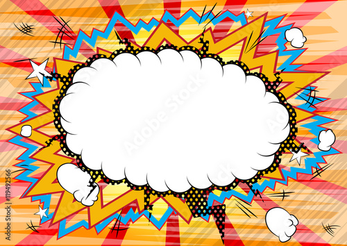 Comic book background with blank speech bubble.