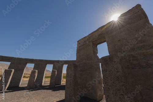 Maryhill Stonehenge. The Maryhill Stonehenge is a replica of Stonehenge in England located in Maryhill, Washington and is a memorial to those who had died in World War I. Commissioned by Samual Hill.