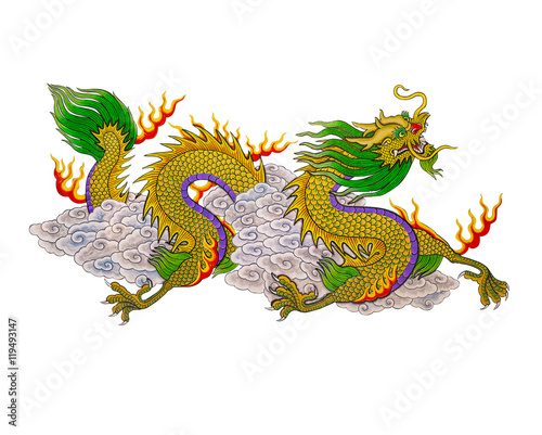 Colorful of  painting dragon chinese style