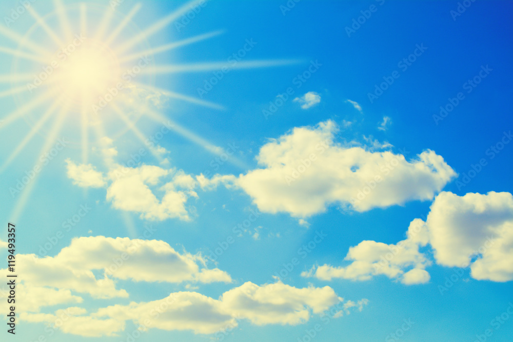 Blue sky and sun background