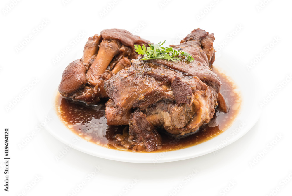 Stewed pork leg in gravy soup