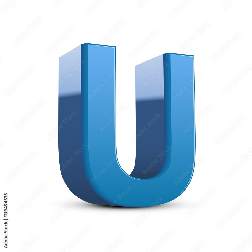 3d blue letter U 3d blue letter U