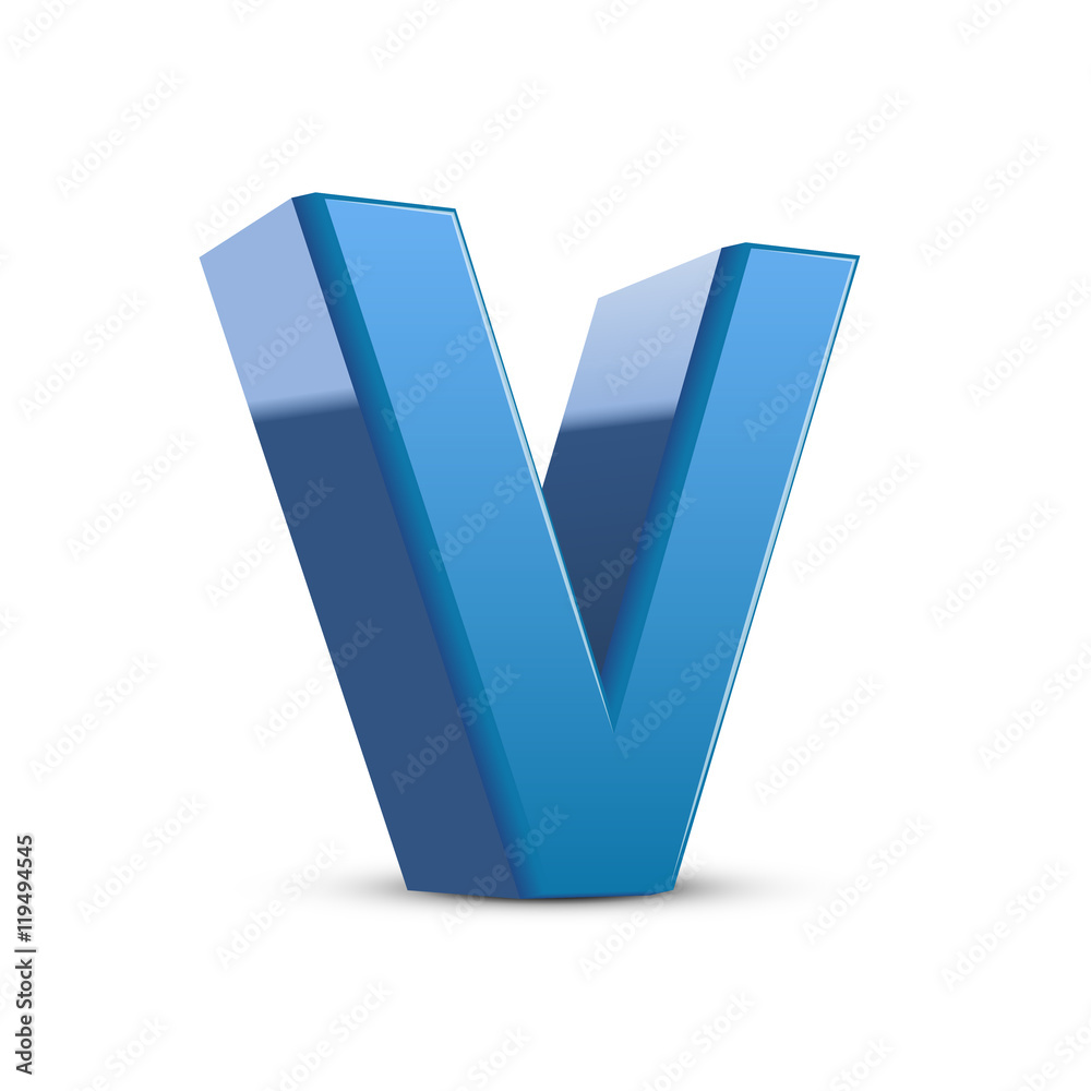 3d blue letter V 3d blue letter V