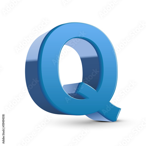 3d blue letter Q