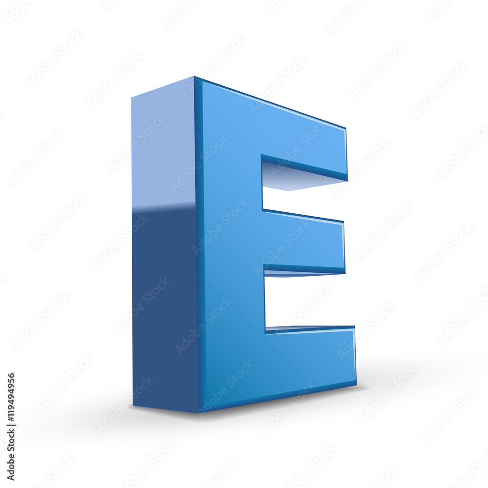 3d blue letter E 3d blue letter E