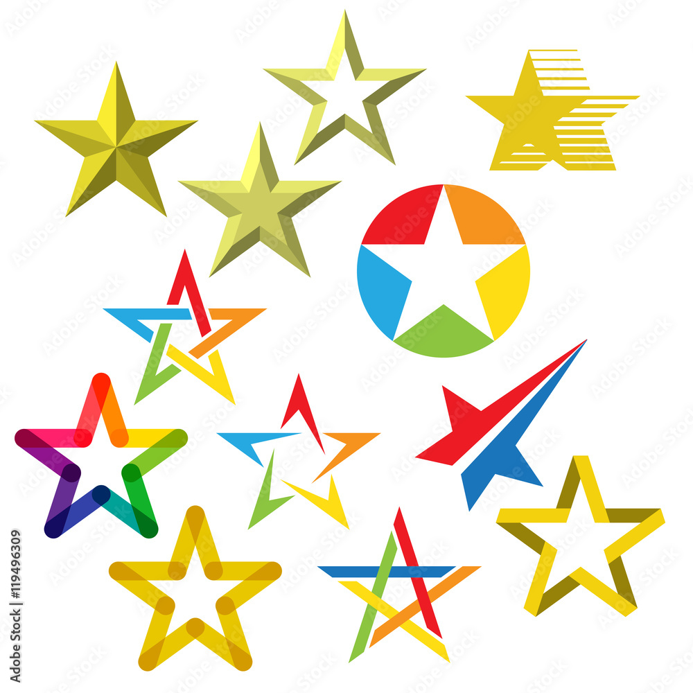 Obraz premium Star icons and logos collection. Vector illustration