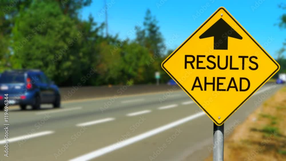 4K Results Ahead Message, Yellow Diamond Sign, Seamless Looping 4K Results Ahead Message, Yellow Diamond Sign, Seamless Looping