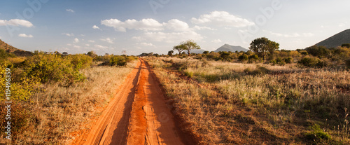 Red road in Tsavo East National Park, Kenya