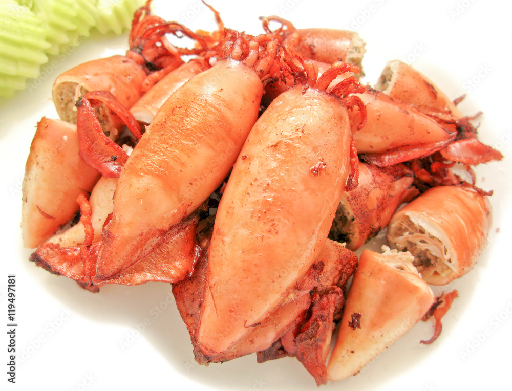 Stuffed squid fried