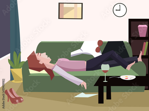 tired woman fall asleep