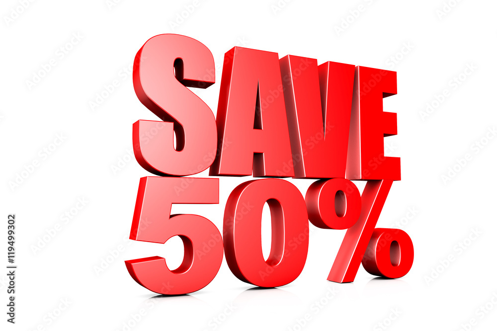 3d illustration save 50%