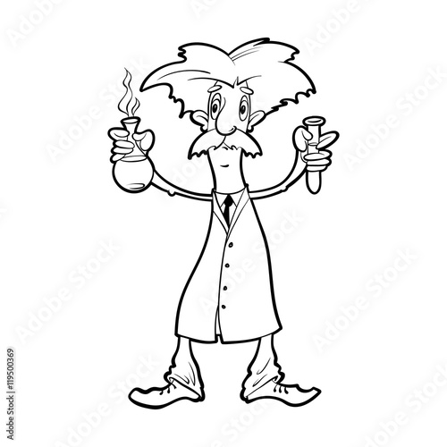 scientist with flasks